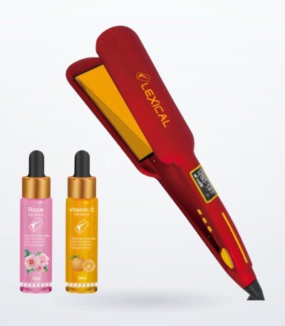 Plaque Cheveux avec 2 Sérums Offerts MARQUE Lexical LHS-5390 - 65 Watts - Rouge