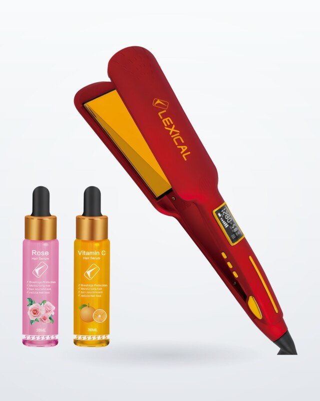 Plaque Cheveux avec 2 Sérums Offerts MARQUE Lexical LHS-5390 - 65 Watts - Rouge