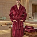 Cape de bain avec deux serviettes marque ABM bamboo 100% coton haute qualité - bordeaux, homme