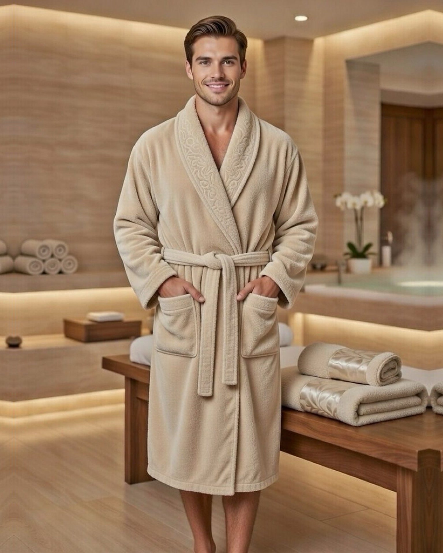 Cape bain bamboo - Cape de bain avec deux serviettes marque ABM bamboo 100% coton haute
