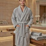 Cape de bain avec deux serviettes marque ABM bamboo 100%coton haute qualité - gris, homme