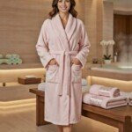 Cape de bain avec deux serviettes marque ABM bamboo 100% coton haute qualité - rose poudré, femme