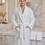 Cape de bain avec deux serviettes marque ABM bamboo 100% coton haute qualité - blanc, homme