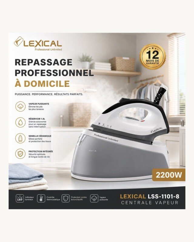 Fer à repasser et Vapeur professionnel marque Lexical LSS-1101-8