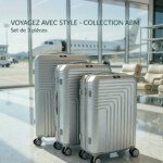 Série de 3 valises incassables marque ABM roues démontable - Gris