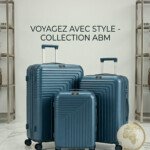 Série de 3 valises incassables marque ABM roues démontable – bleu