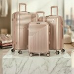 Série de 3 valises incassables marque ABM roues démontable – rose gold