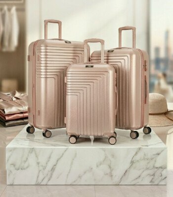 Série de 3 valises incassables marque ABM roues démontable – rose gold