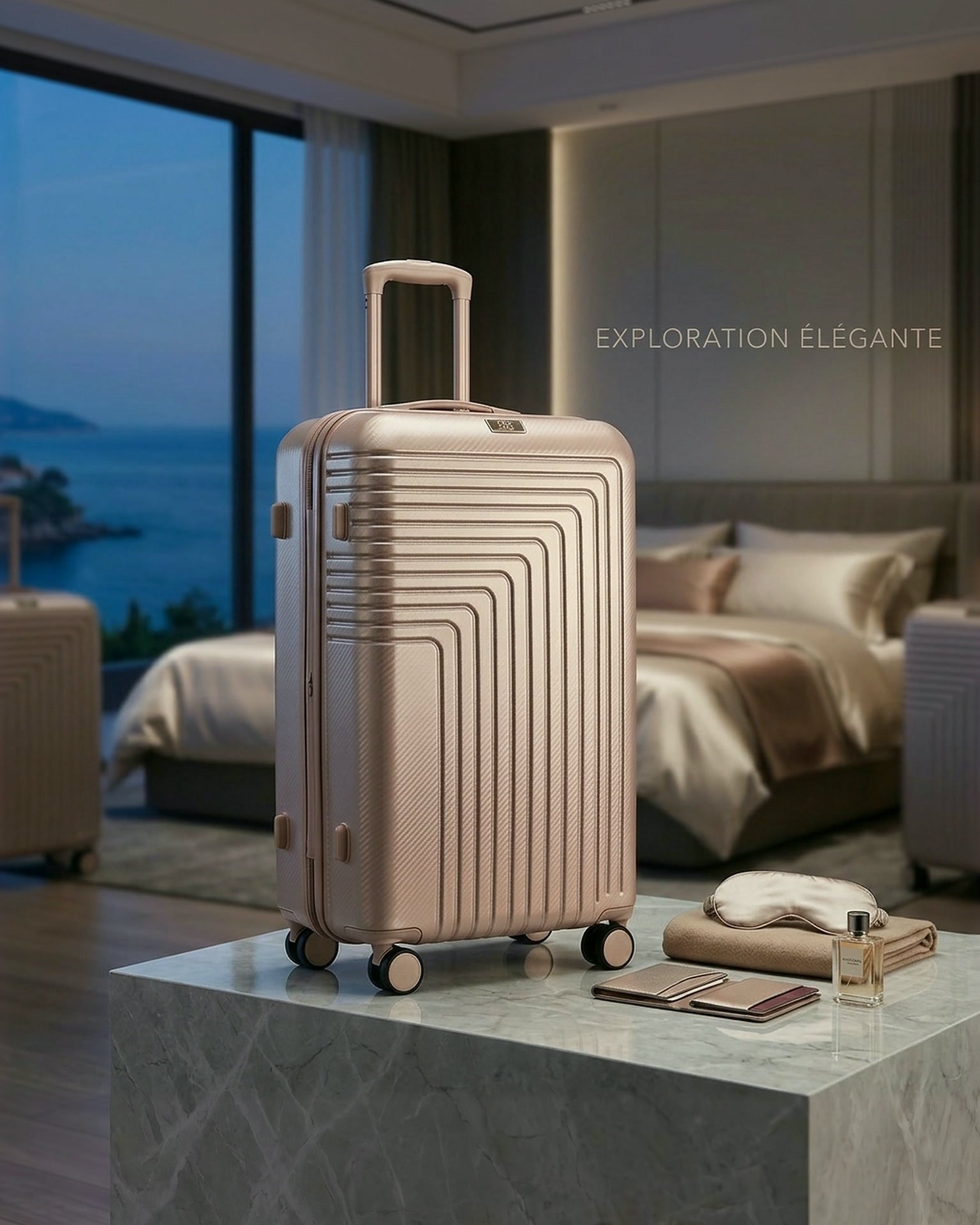 Valise petit model incassable rose gold - marque ABM roues démontables