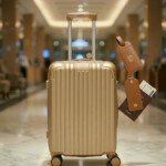 valise petit model ( 55x35x24cm) incassable marque ABM roues démontable – beige gold