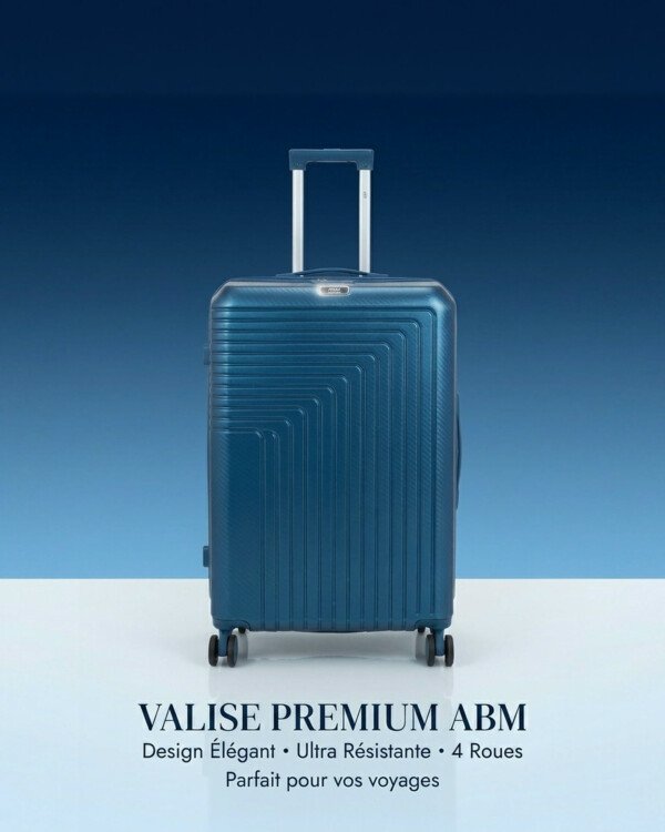 valise grand model ( 75×49×32cm) incassable marque ABM roues démontable – bleu