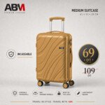 valise moyen model vagues ( 65×42×29cm) incassable marque ABM 4 roues 360° – beige