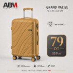 valise grand model vagues ( 75×49×32cm) incassable marque ABM 4 roues 360° – beige