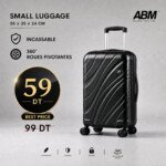 valise petit model vagues ( 55x35x24cm) incassable marque ABM 4 roues 360° – noir