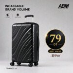 valise grand model vagues ( 75×49×32cm) incassable marque ABM 4 roues 360° – noir