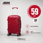 valise petit model vagues ( 55x35x24cm) incassable marque ABM 4 roues 360° – rouge