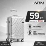 valise petit model vagues ( 55x35x24cm) incassable marque ABM 4 roues 360° – gris argent