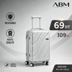 valise moyen model vagues ( 65×42×29cm) incassable marque ABM 4 roues 360° – gris argent