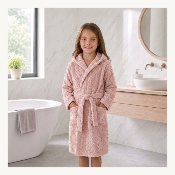 Cape de bain enfant - rose