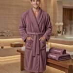 Cape de bain bamboo ABM avec deux serviettes - violet, homme