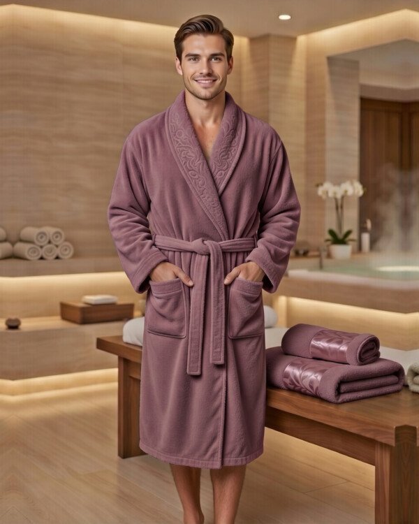 Cape de bain bamboo ABM avec deux serviettes - violet, homme