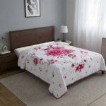 Couverture TRUE LOVE MARQUE ABM 2 places 6 KG 220*240CM - Blanc, fleurs roses