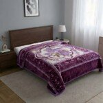Couverture TRUE LOVE MARQUE ABM 2 places 6 KG 220*240CM - Violet, médaillon fleuri